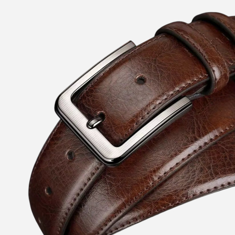 Ceinture Cuir Vernis Marron Homme