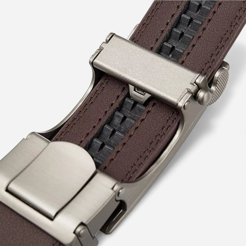 Ceinture Automatique Cuir Marron Foncé Homme