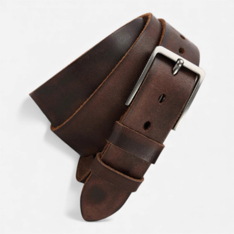 Ceinture Premium En Cuir Véritable Marron De Luxe Homme