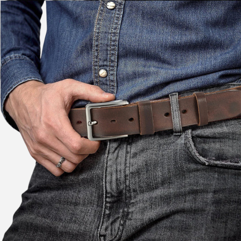 Ceinture Premium En Cuir Véritable Marron De Luxe