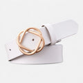 Ceinture Cuir Blanc Boucle Design Dorée Femme