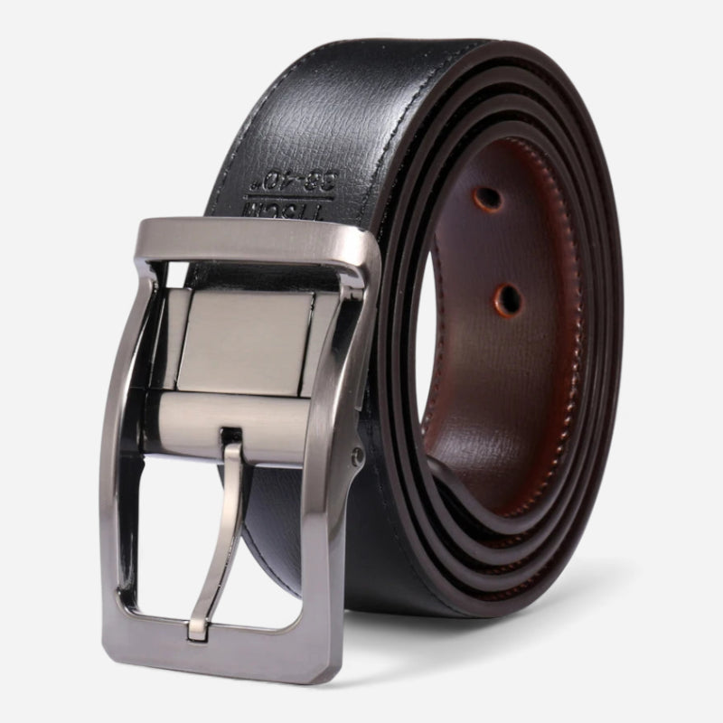 Ceinture Cuir Réversible Noir Marron - Réversible 2 en 1