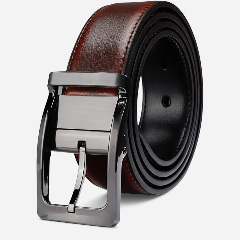 Ceinture Cuir Réversible Noir Marron - Réversible 2 en 1