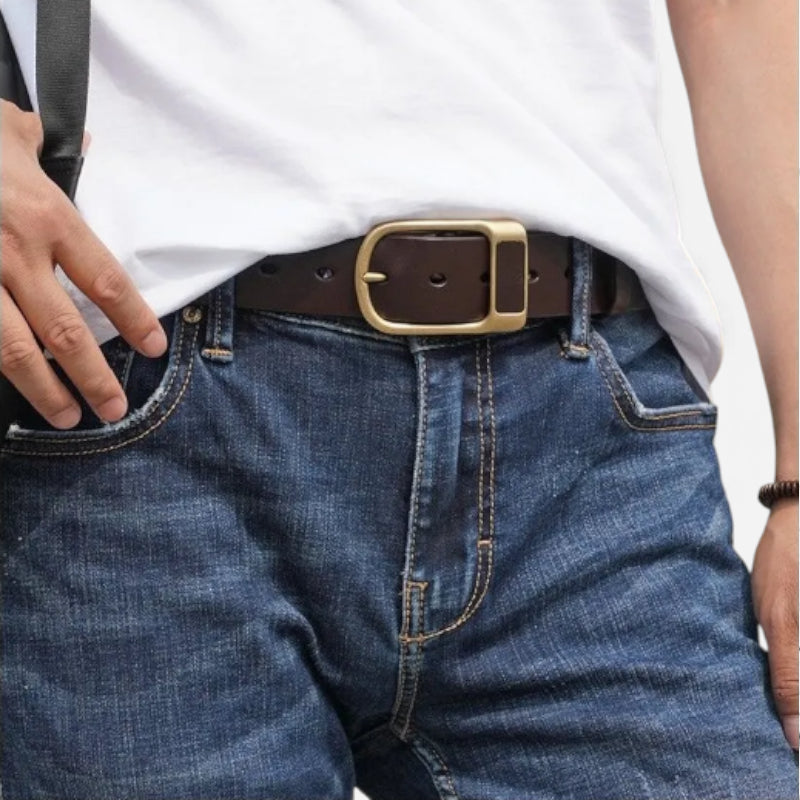 Ceinture Cuir Homme Boucle Dorée