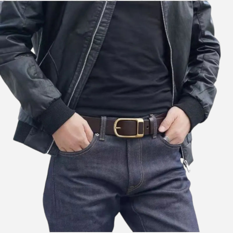 Ceinture Cuir Homme Boucle Dorée