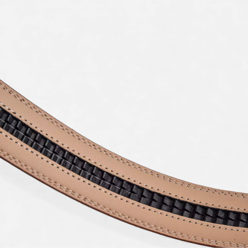 Ceinture Cuir Marron Lisse Automatique Homme