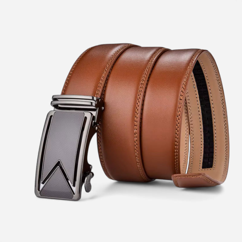 Ceinture Cuir Marron Lisse Automatique Homme