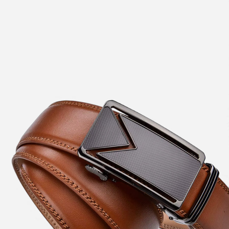 Ceinture Cuir Marron Lisse Automatique Homme
