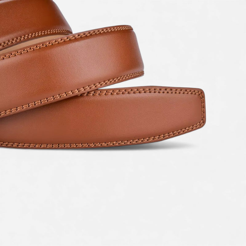 Ceinture Cuir Marron Lisse Automatique Homme
