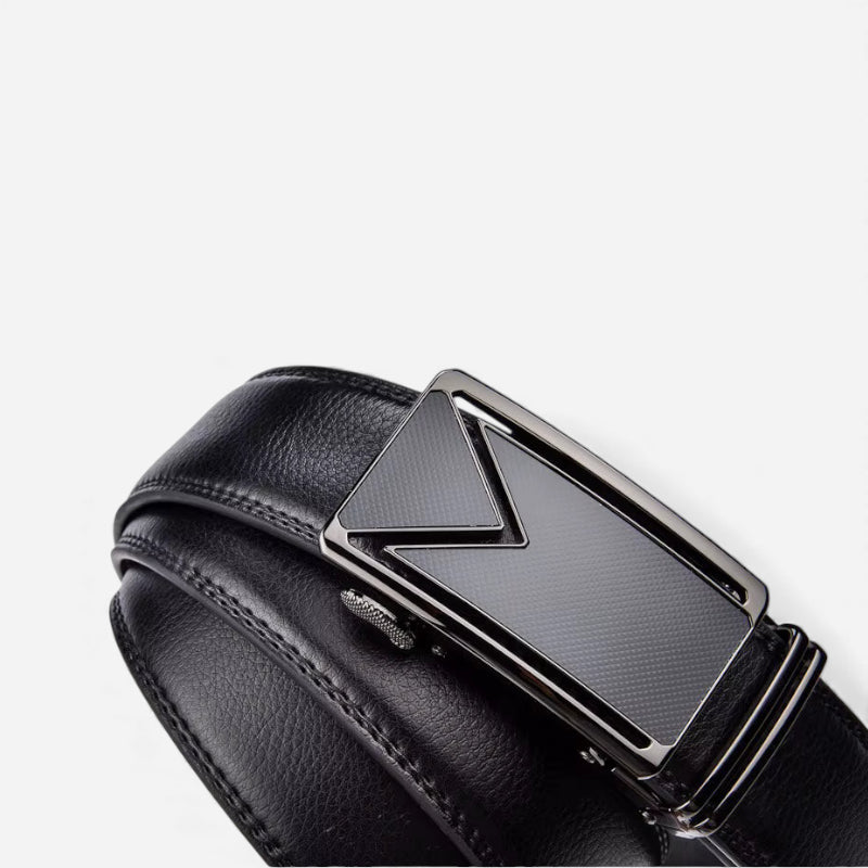 Ceinture Cuir Texturé Noir Automatique Homme