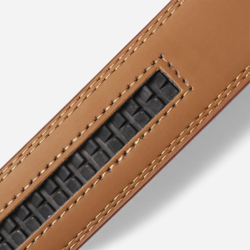 Ceinture Cuir Marron Boucle Automatique Argentée Homme