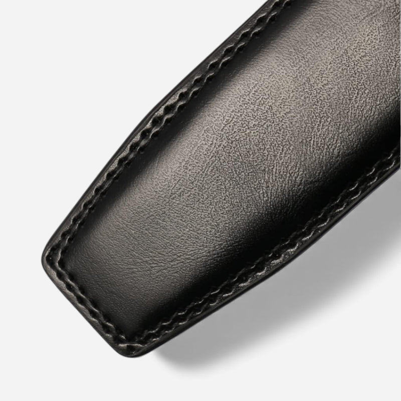 Ceinture Cuir Noir Automatique Boucle Brillante Homme