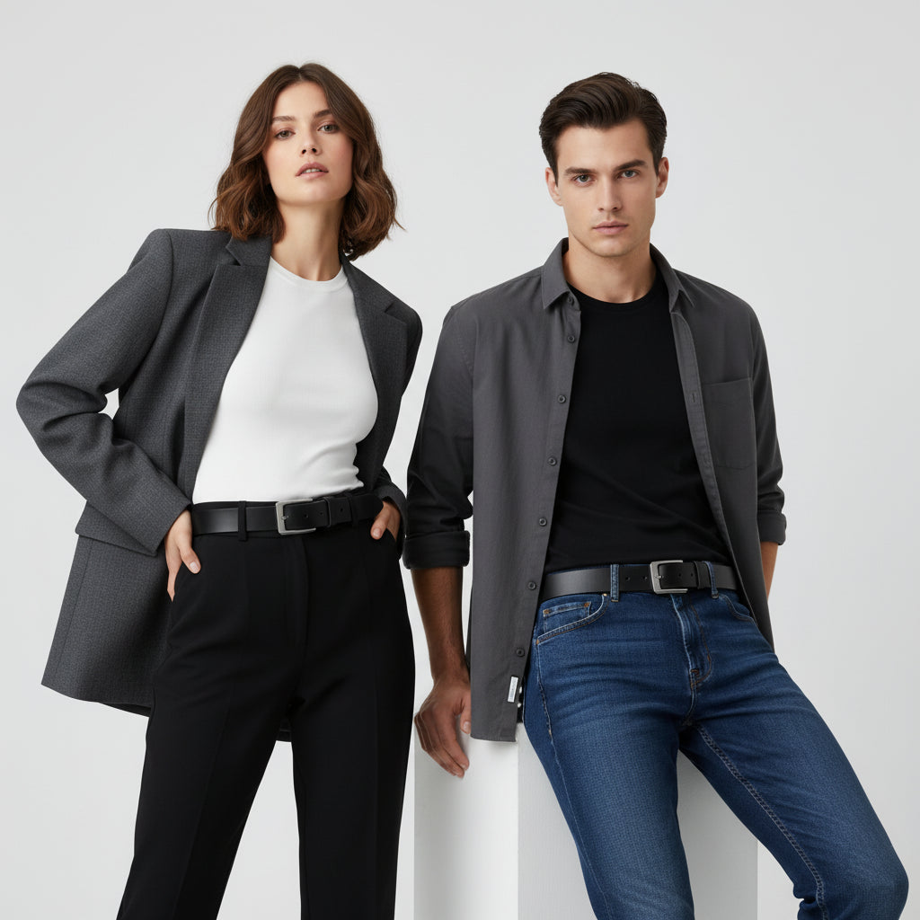 Ceinture En Cuir Noir Homme