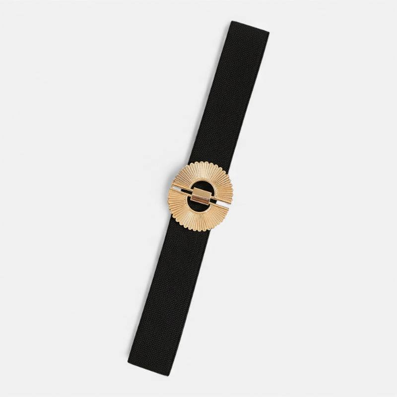 Ceinture Elastique Noir Pour Robe Femme Boucle Dorée