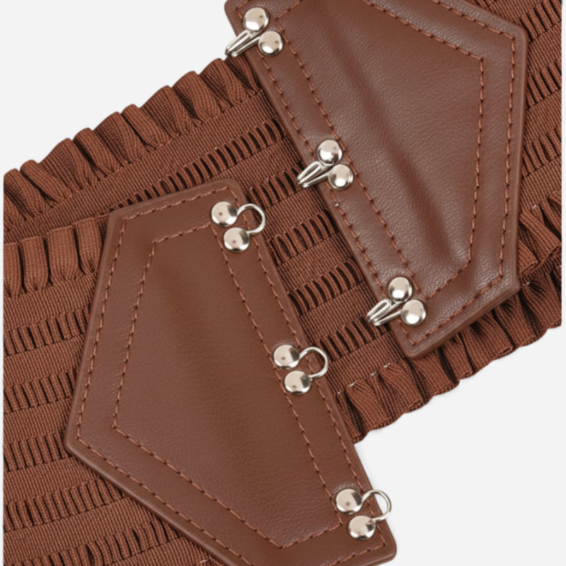 Ceinture Elastique Taille Haute Marron