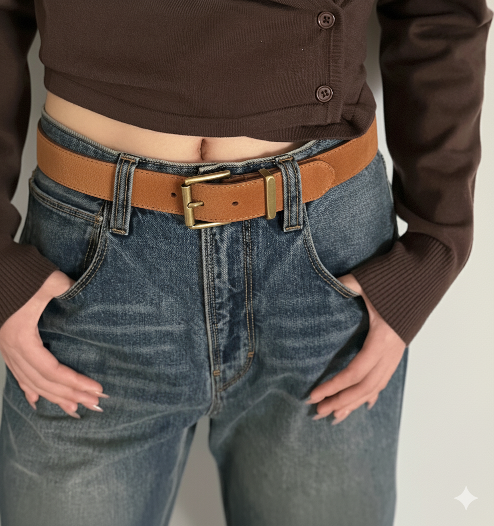 Ceinture Camel Daim Femme