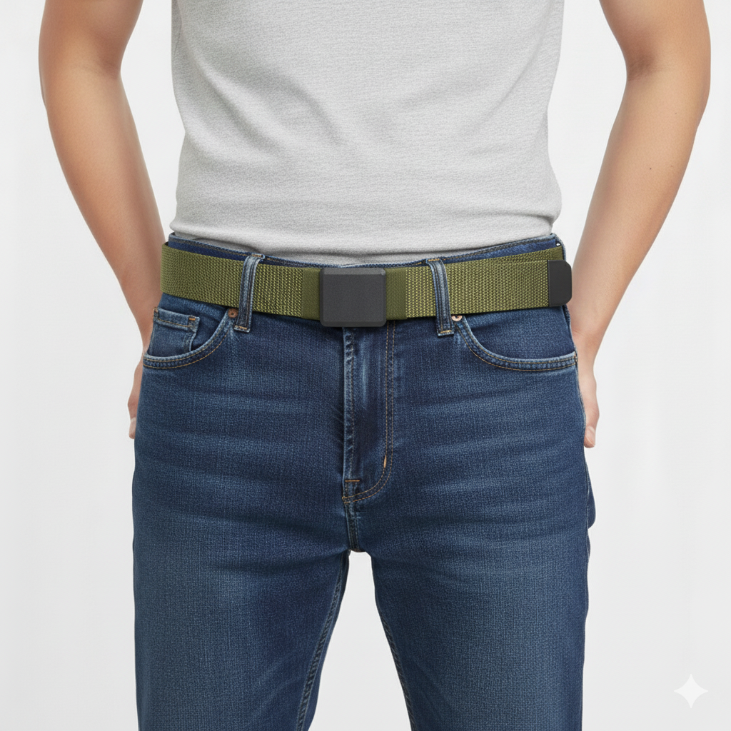 Ceinture En Toile Tactique Vert Boucle Automatique