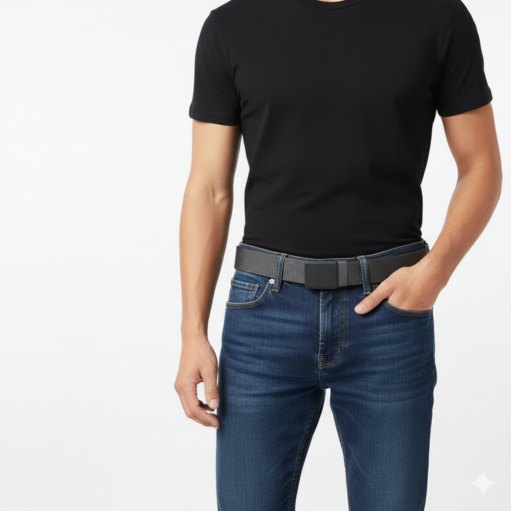 Ceinture En Toile Tactique Gris Boucle Automatique