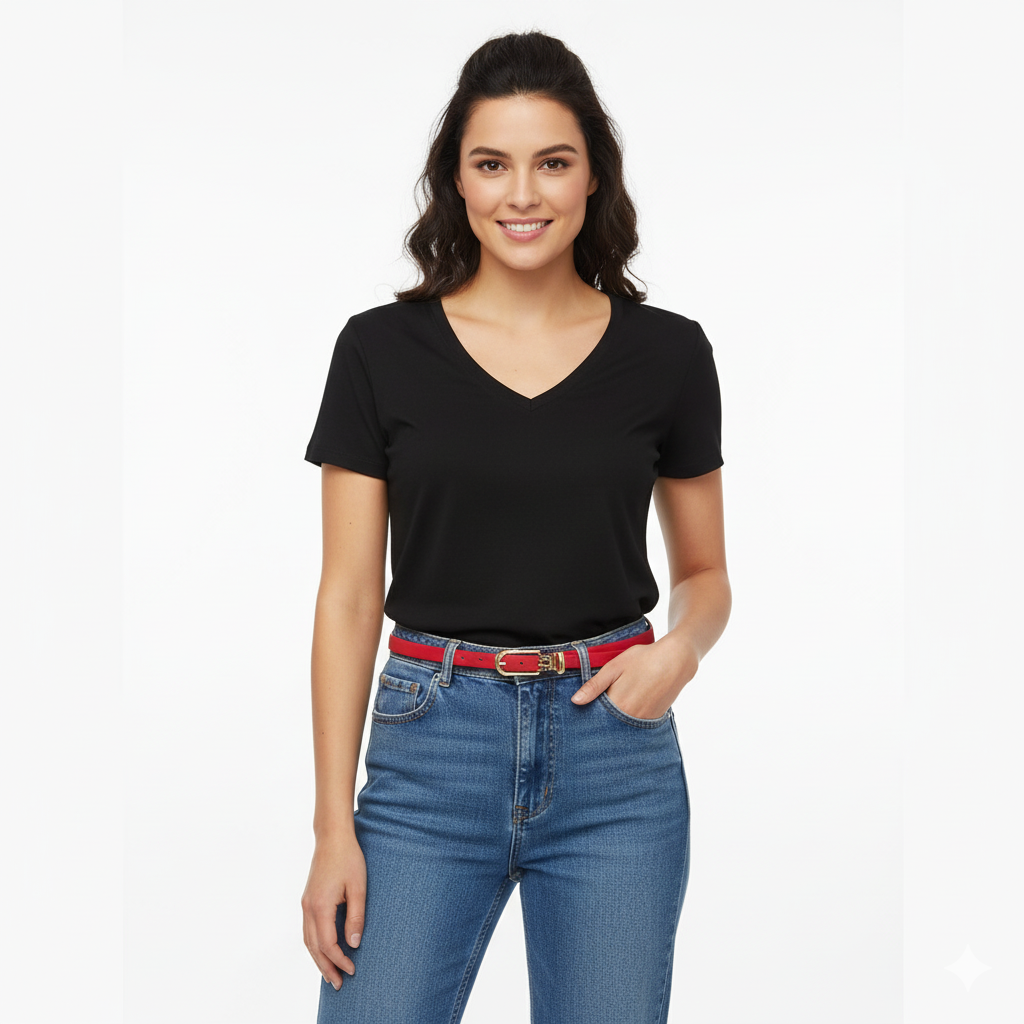 Ceinture Fine Rouge Femme