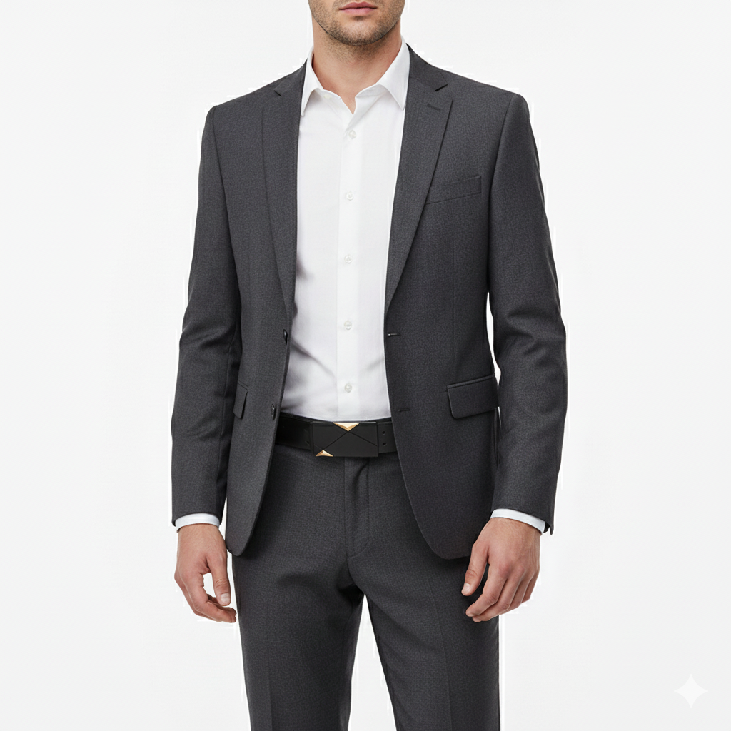 Ceinture Cuir Noir Automatique Boucle Dorée Design Homme