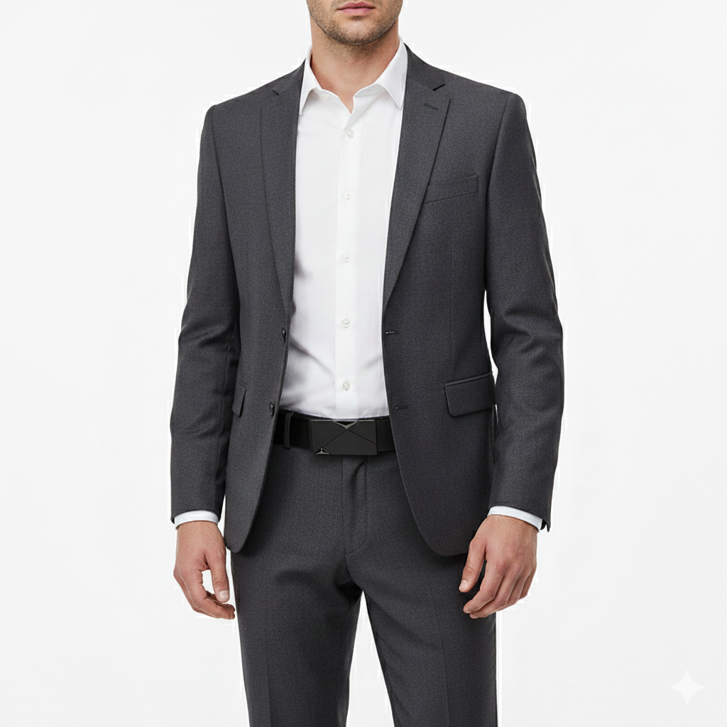 Ceinture Automatique Cuir Noire Costume Boucle Argentée Homme