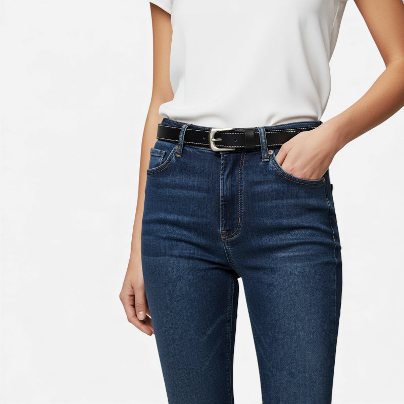 Ceinture Fine Cuir Noir Femme