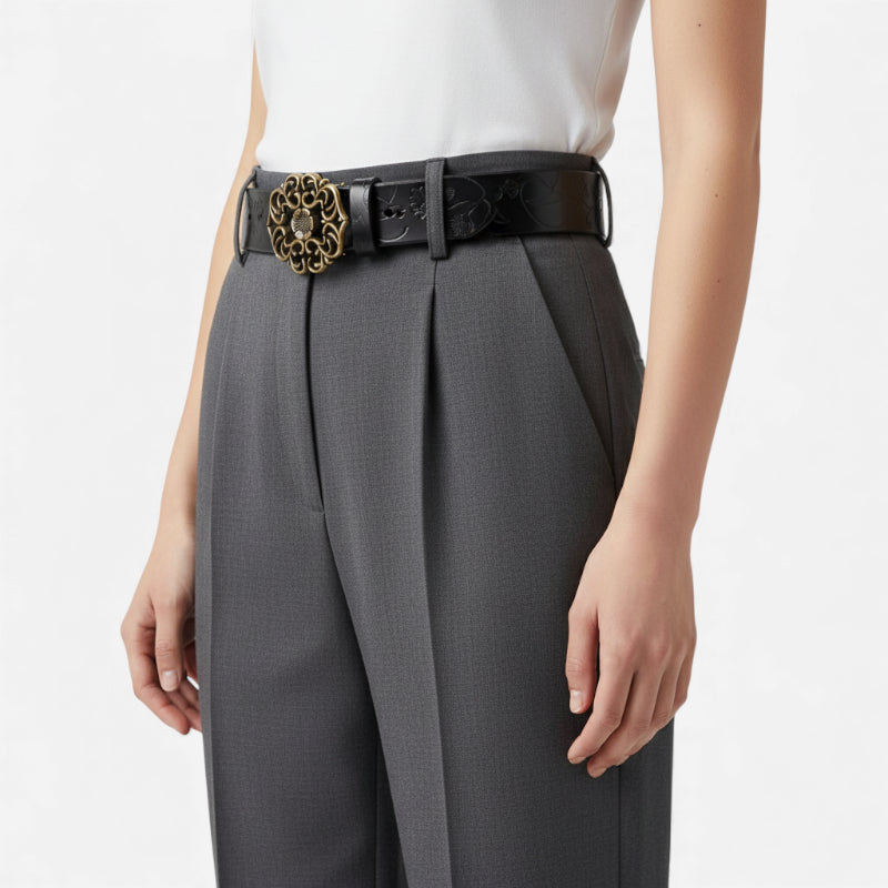 Ceinture Noire Boucle Dorée Femme