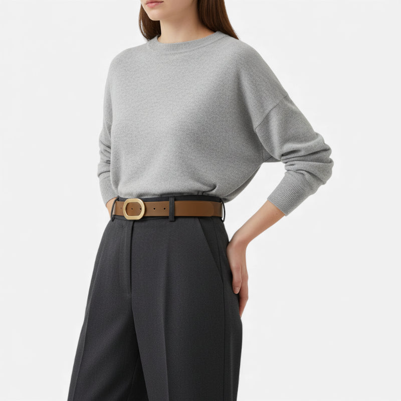 Ceinture Femme Cuir Marron Boucle Dorée