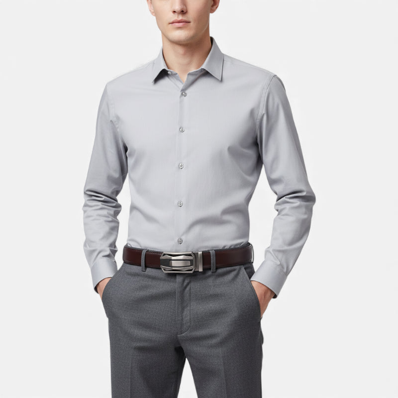 Ceinture Automatique Cuir Véritable Bordeaux Costume Homme