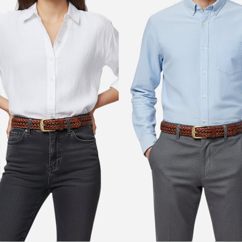 Ceinture Cuir Tressée Marron