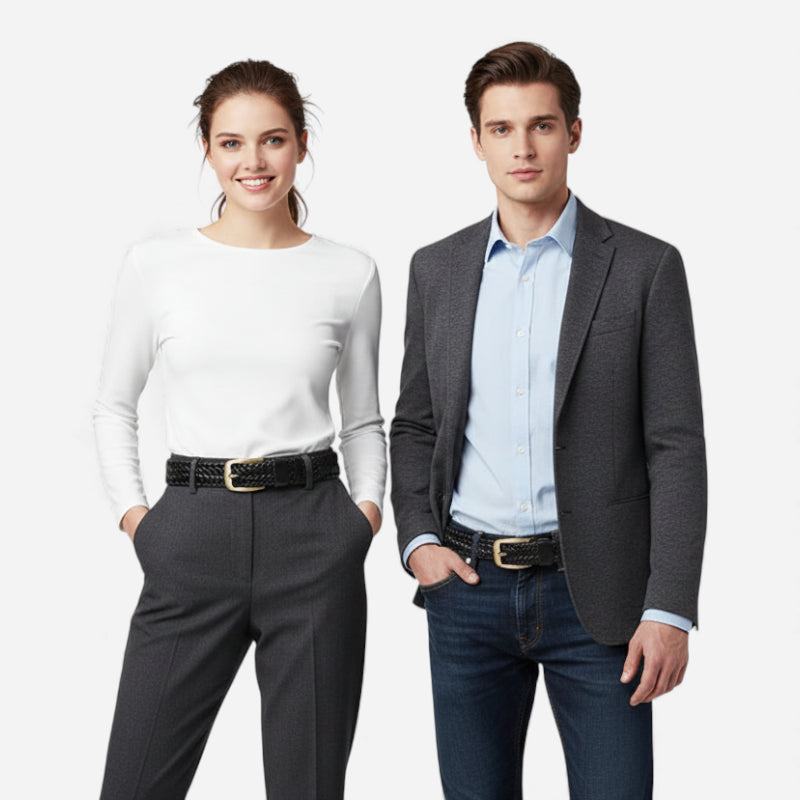 Ceinture Noire Tressée Cuir