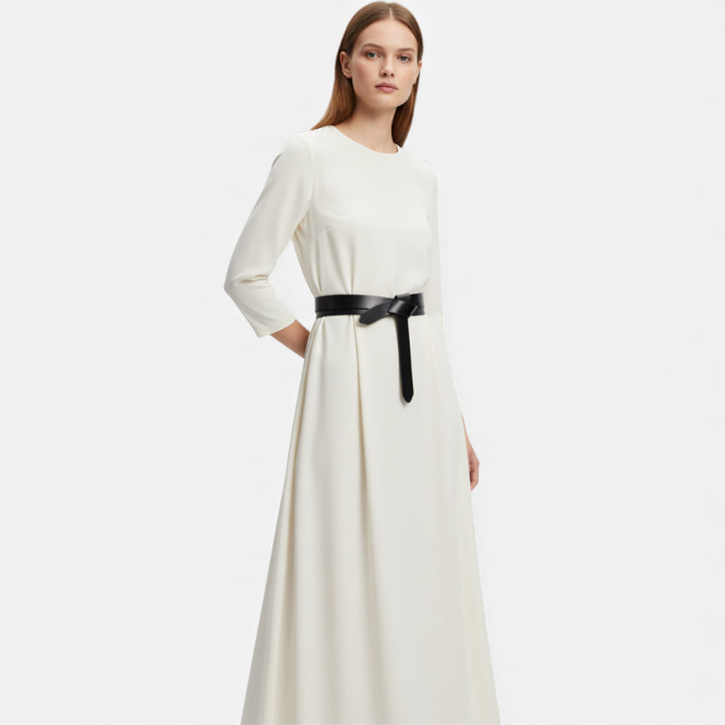 Ceinture Cuir Véritable Noir Vernis à Nouer Robe Femme