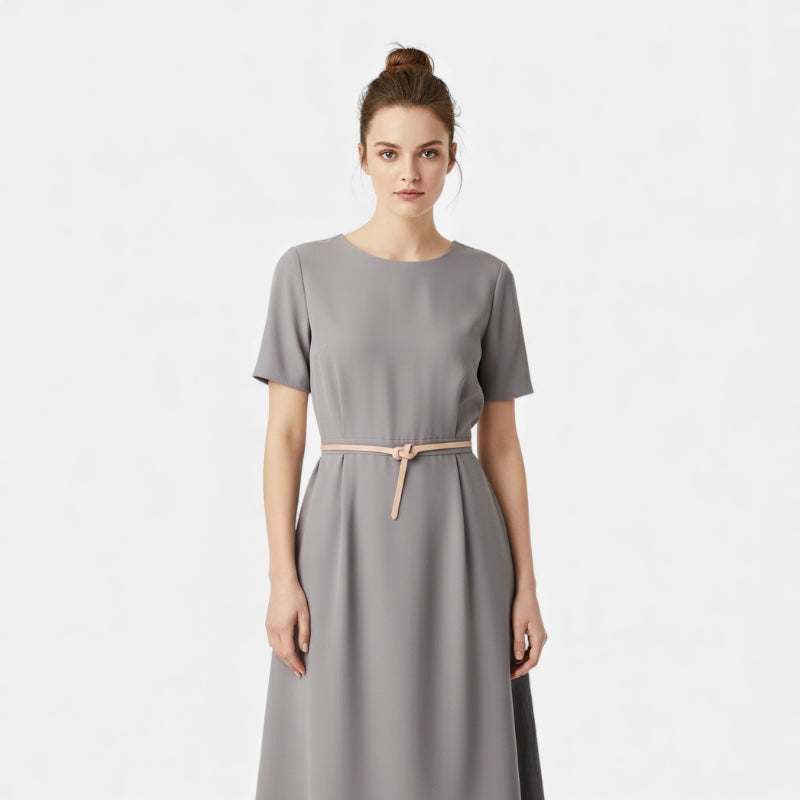 Ceinture Cuir Véritable Beige Fine à Nouer Robe Femme