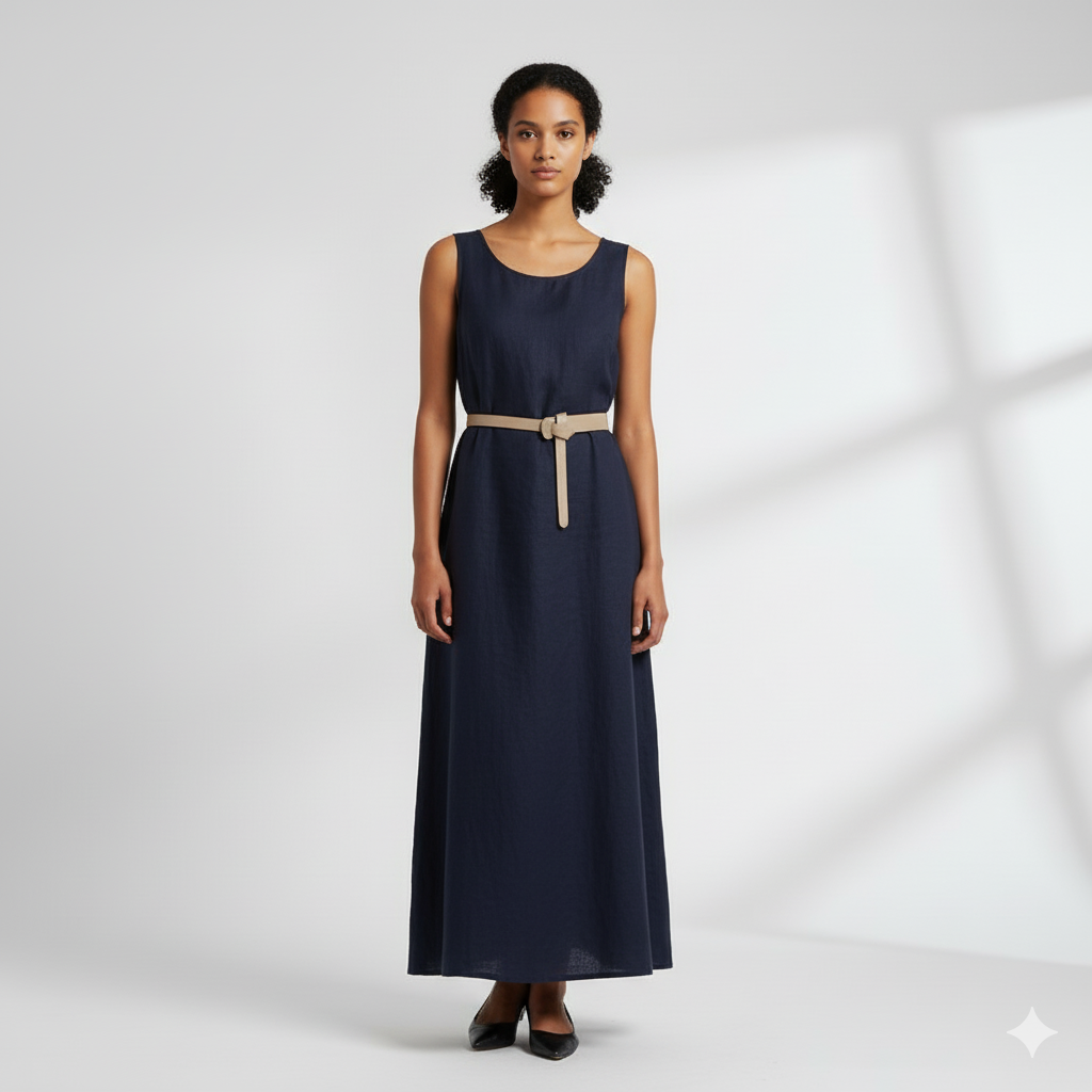 Ceinture à Nouer Cuir Véritable Beige Souple Taille Haute Femme