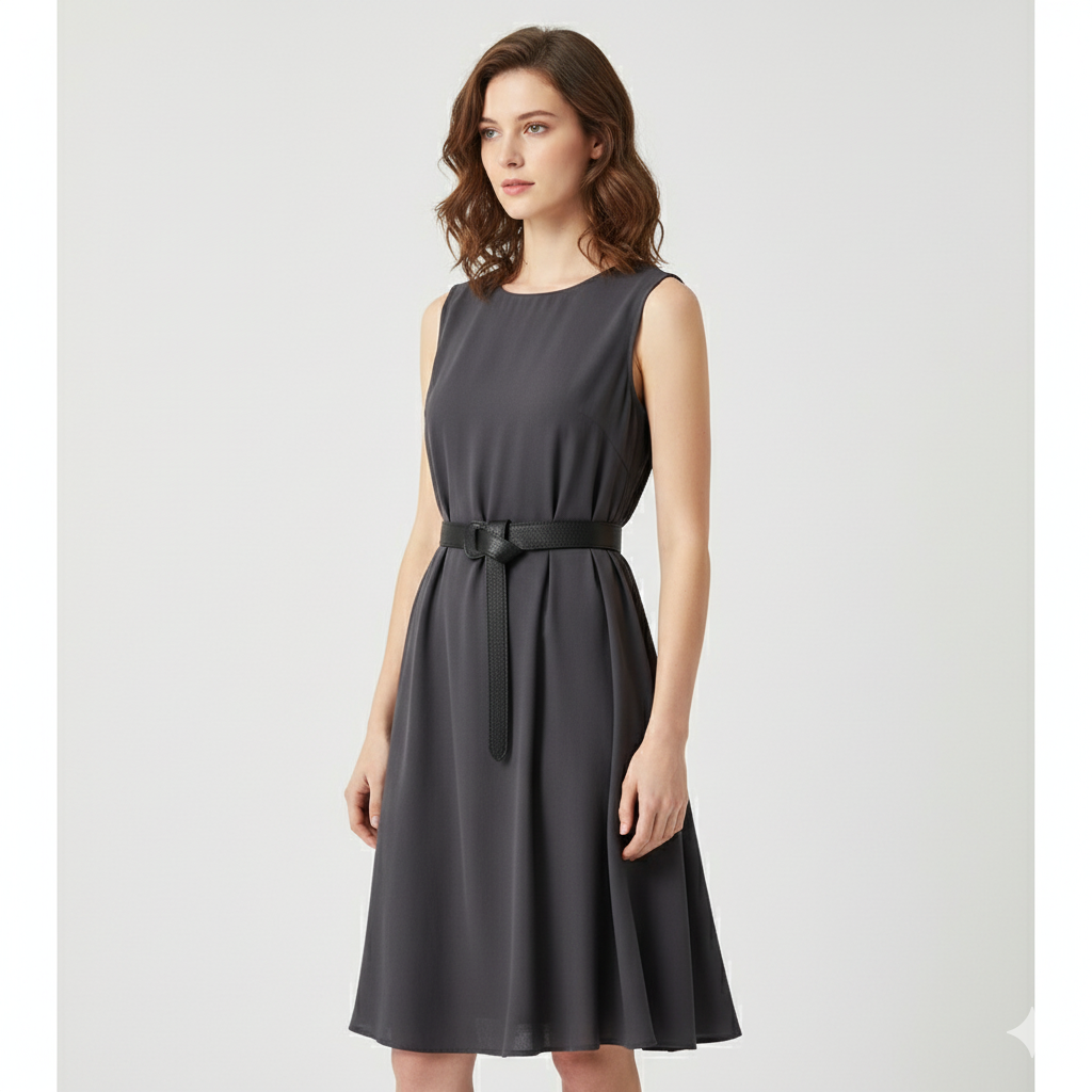 Ceinture à Nouer Cuir Véritable Souple Noir Taille Haute Femme