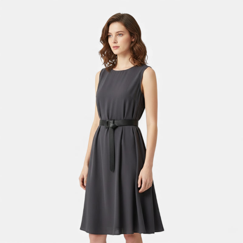 Ceinture à Nouer Cuir Véritable Souple Noir Taille Haute Femme