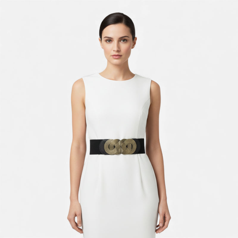 Ceinture Large Elastique Noir Femme