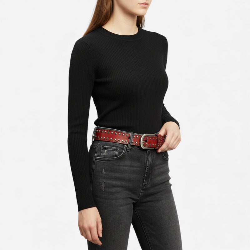 Ceinture Cloutée Cuir Femme