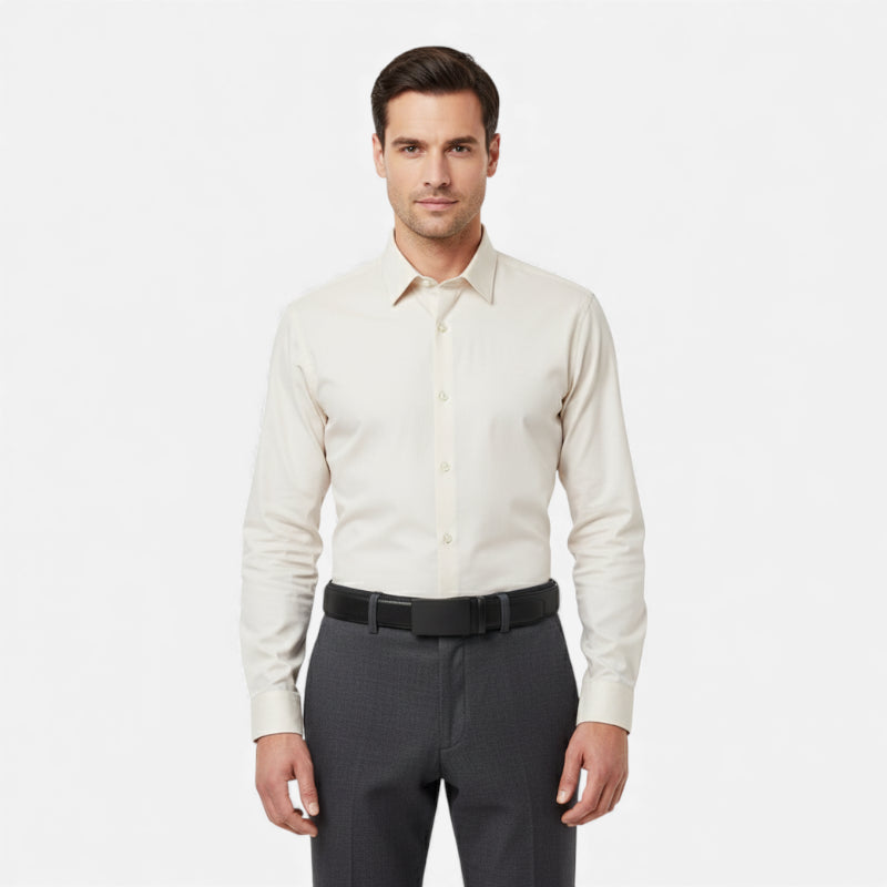 Ceinture Cuir Souple Homme Noir Avec Boucle Automatique