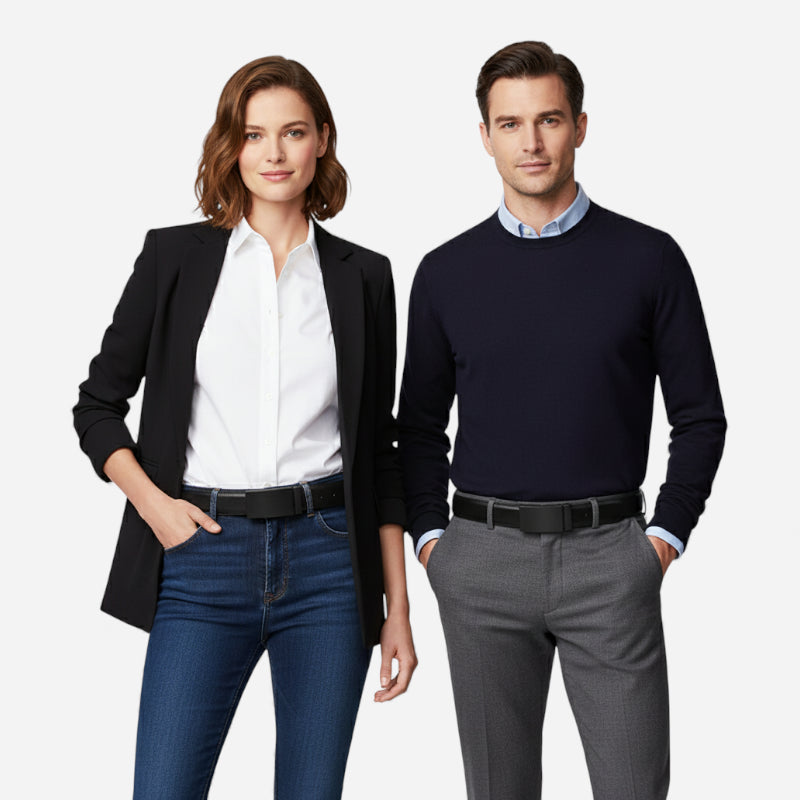 Ceinture Automatique Boucle Noire Cuir Véritable Noir Homme