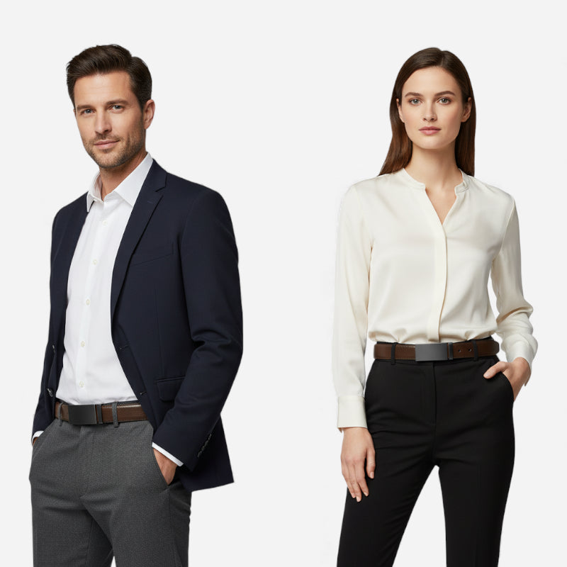 Ceinture Automatique Boucle Noire Cuir Véritable Marron Foncé Homme