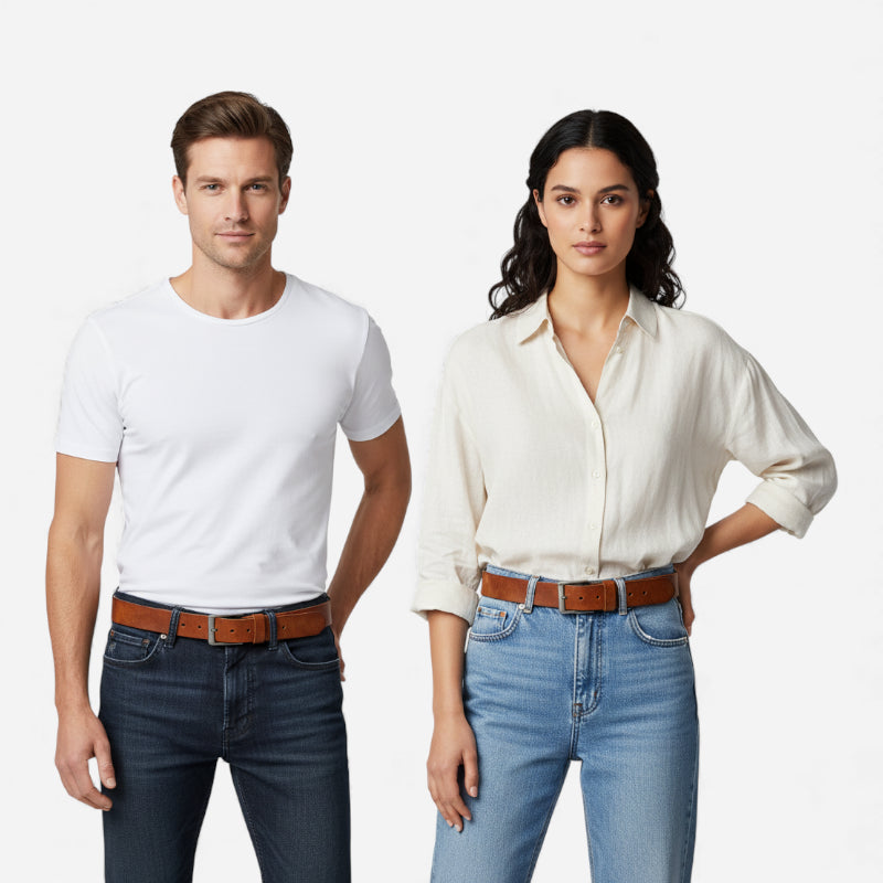 Ceinture Premium En Cuir Véritable Camel De Luxe Homme