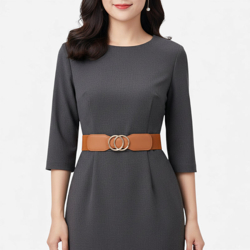 Ceinture Large Camel Femme