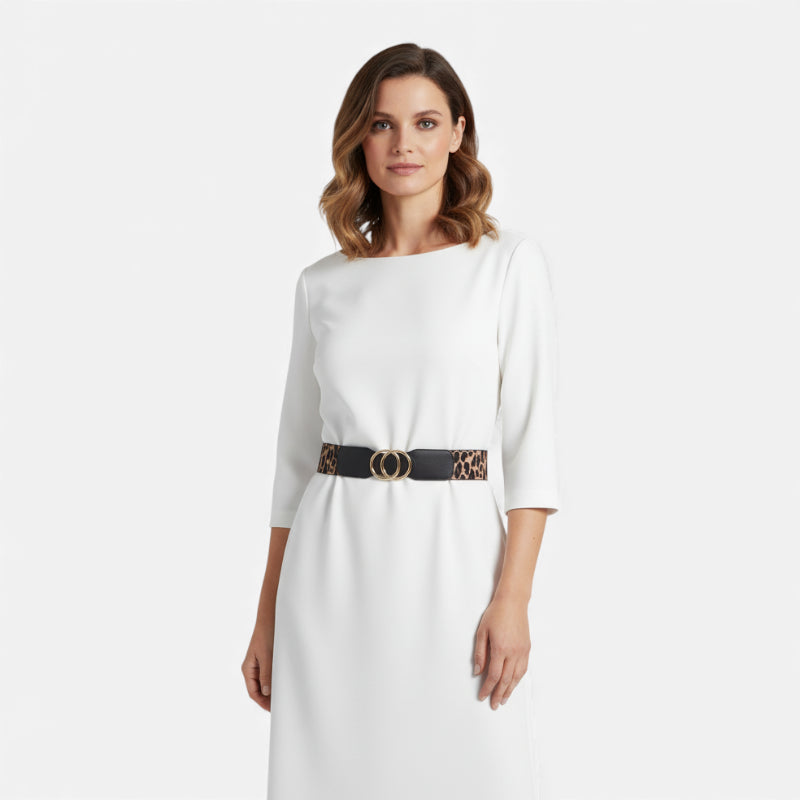 Ceinture Elastique Large Léopard Boucle Dorée Femme