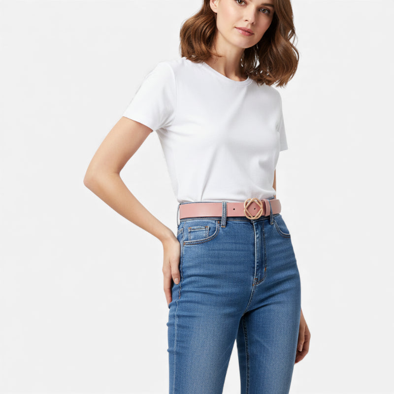 Ceinture Cuir Rose Femme