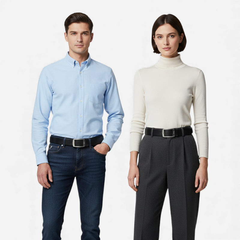 Ceinture Cuir Noir Boucle Grise Luxe Pour Homme