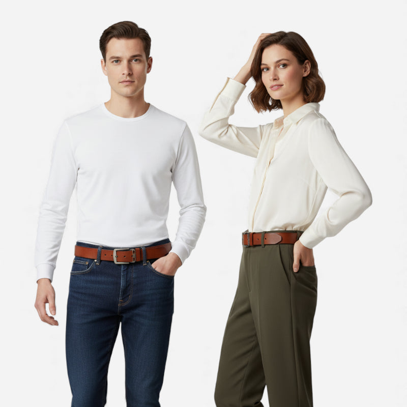 Ceinture Cuir Marron Cognac Boucle Grise Luxe Pour Homme