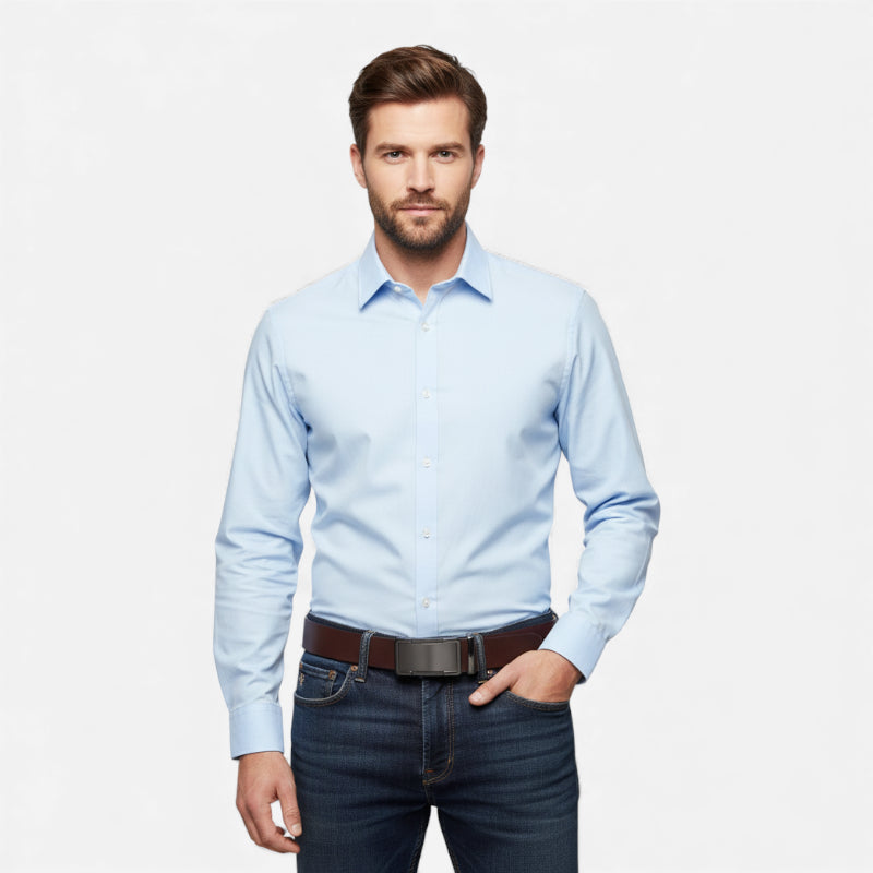 Ceinture Cuir Véritable Premium Bordeaux Foncé Homme