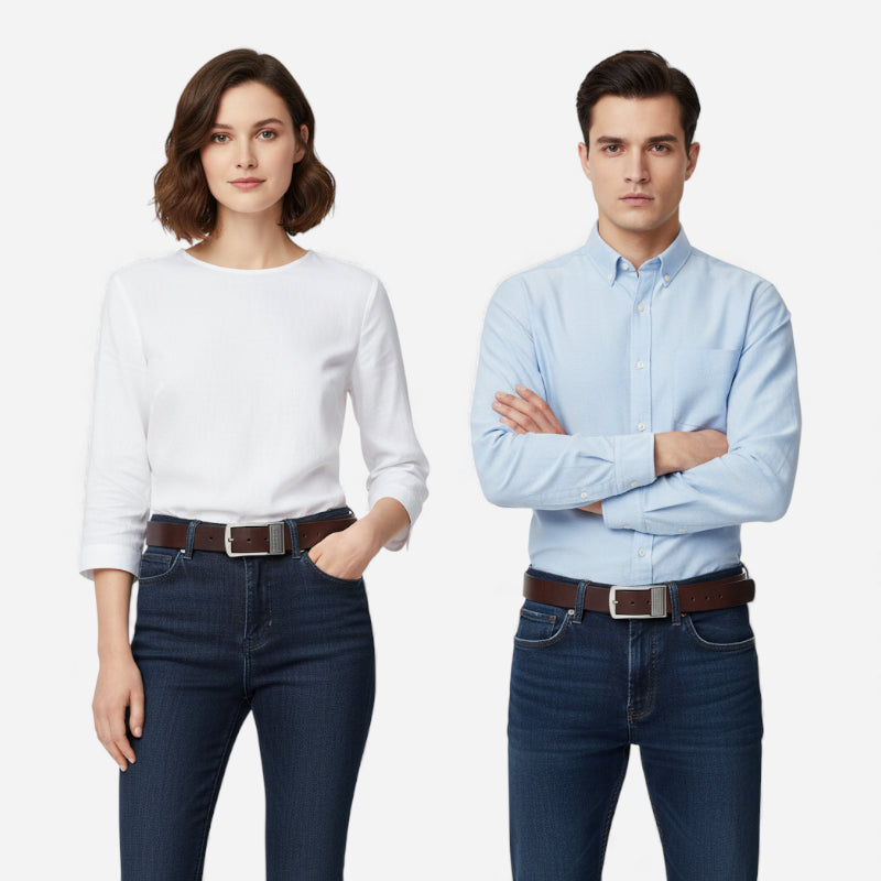 Ceinture Cuir Bordeaux Foncé Unisexe