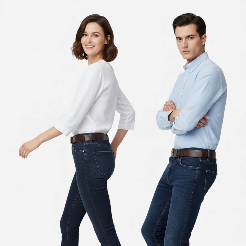 Ceinture Cuir Bordeaux Foncé Unisexe